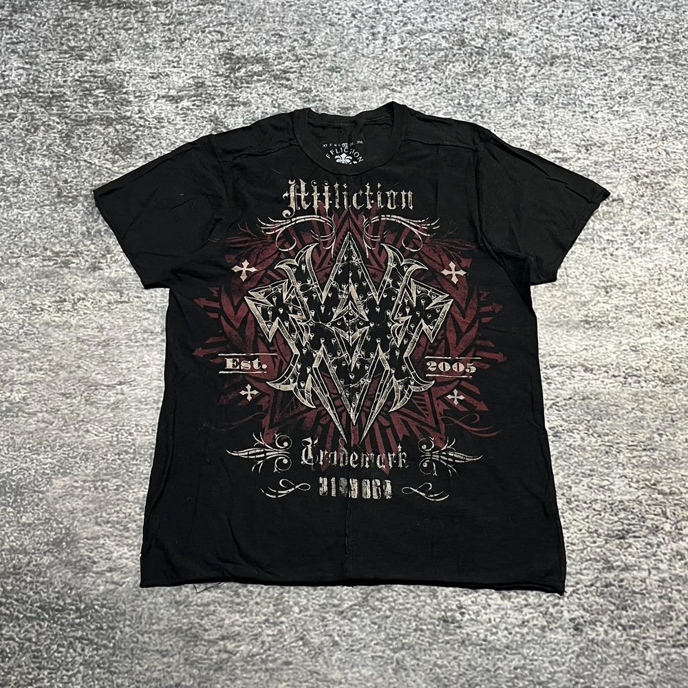 Affliction Live Fast T Shirt Mens XL Black Y2K Grunge Skater